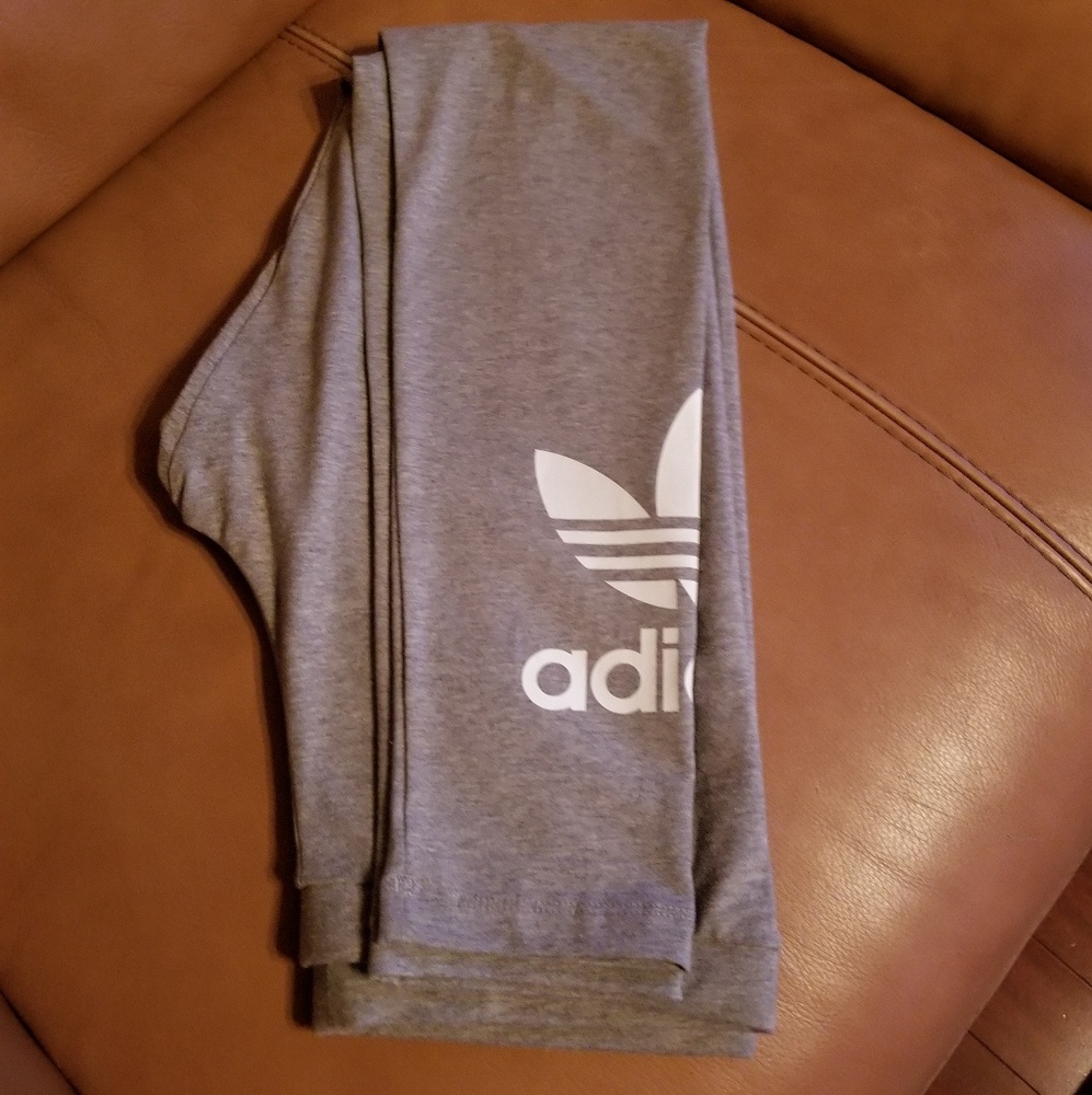Brand New Never Worn Gray Adidas Trefoil Leggings